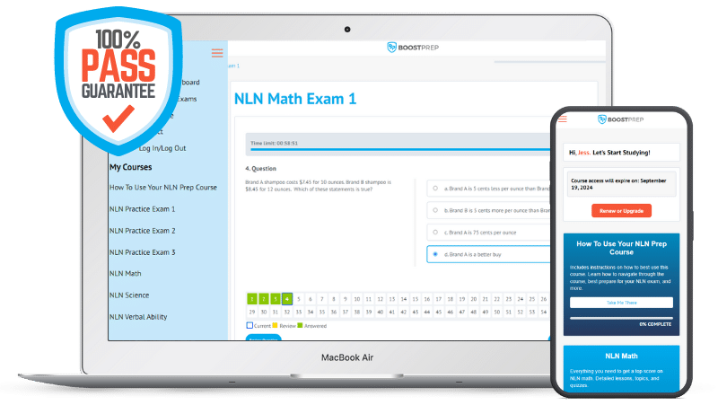 An image showing an example of the AcademicCafe NLN NEX prep course